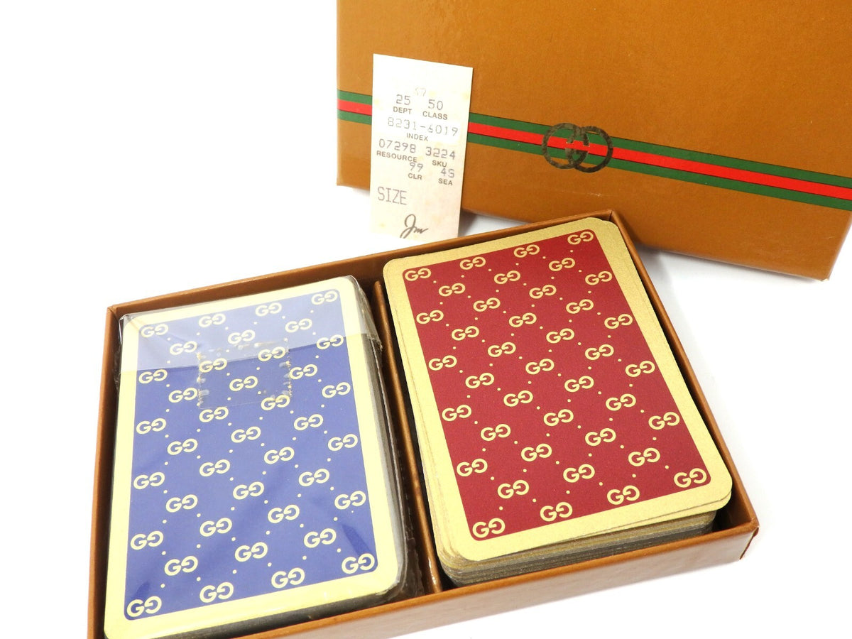OLD GUCCI Sherry Line 2 Deck Playing Cards Game Classic Interlocking GG Blue Red