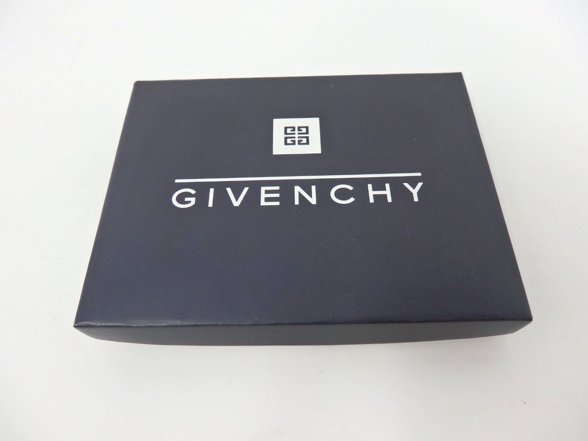 GIVENCHY Logo Card Case Holder Metal Navy × Gold with Box Unused Mint Classic
