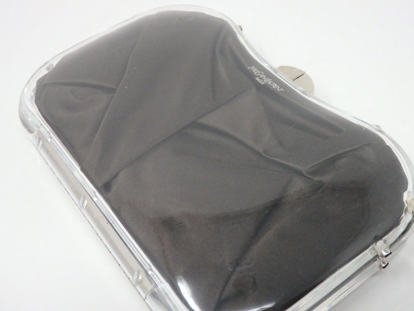 Yves Saint Laurent YSL Rive Gauche Vintage Plexiglass Clutch Bag Brown w/Tag
