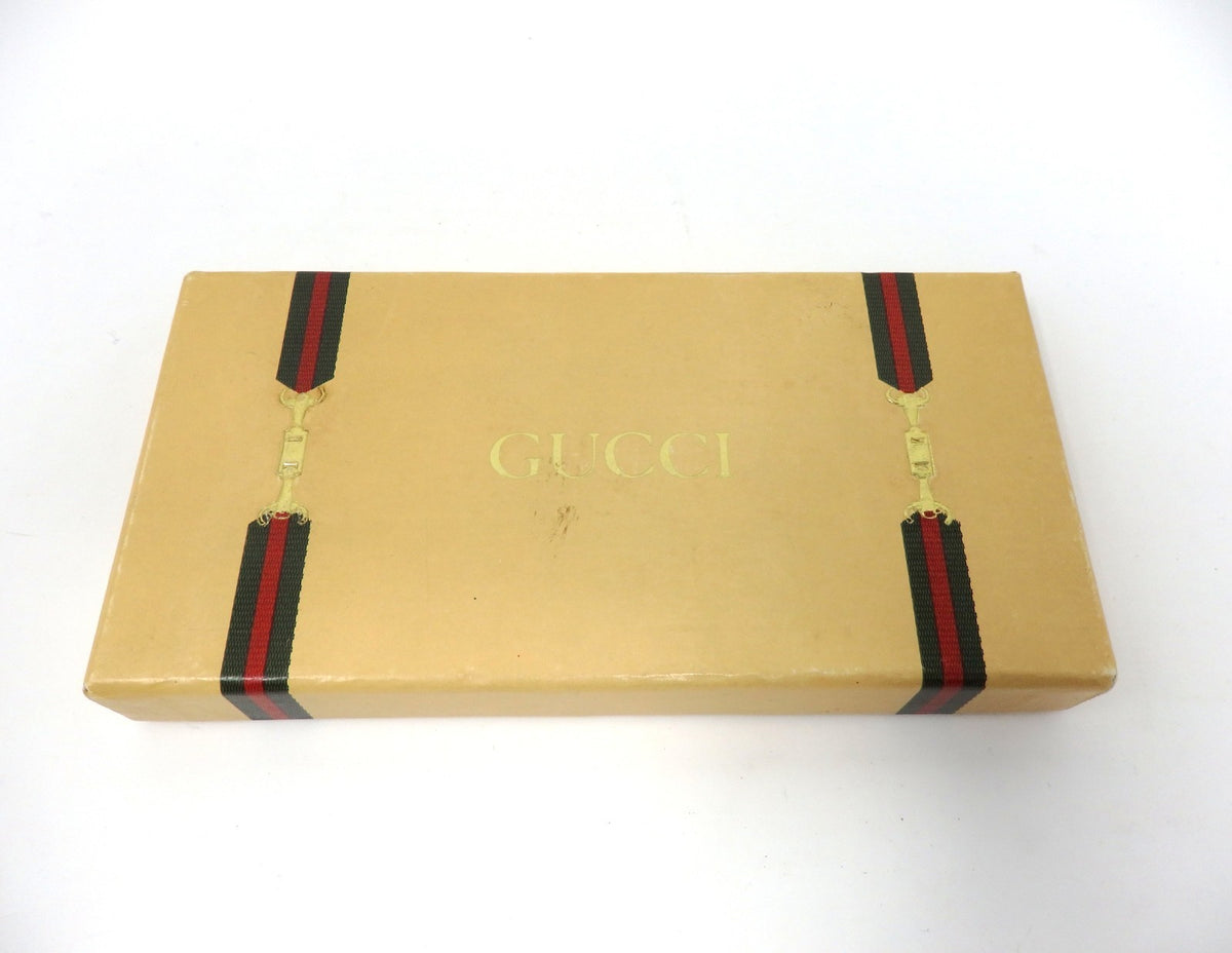 GUCCI Vintage GG Interlocking Gold Twist Motif Key Chain Holder Ring Charm Boxed
