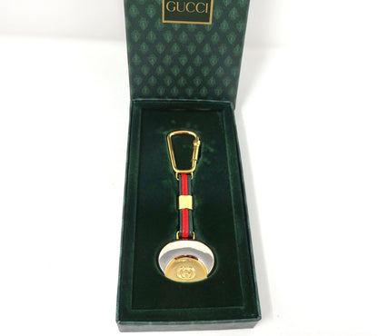 GUCCI Vintage Sherry Line Interlocking G Logo Keychain Holder Ring Charm Boxed