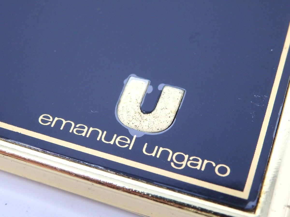 Emanuel Ungaro Cigarette Holder Card Case Metal Black Gold Classic Simple Rare