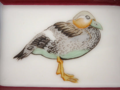 HERMES Mini Ashtray Set 4 Plate Change Tray Bird Pattern Porcelain Interior Box