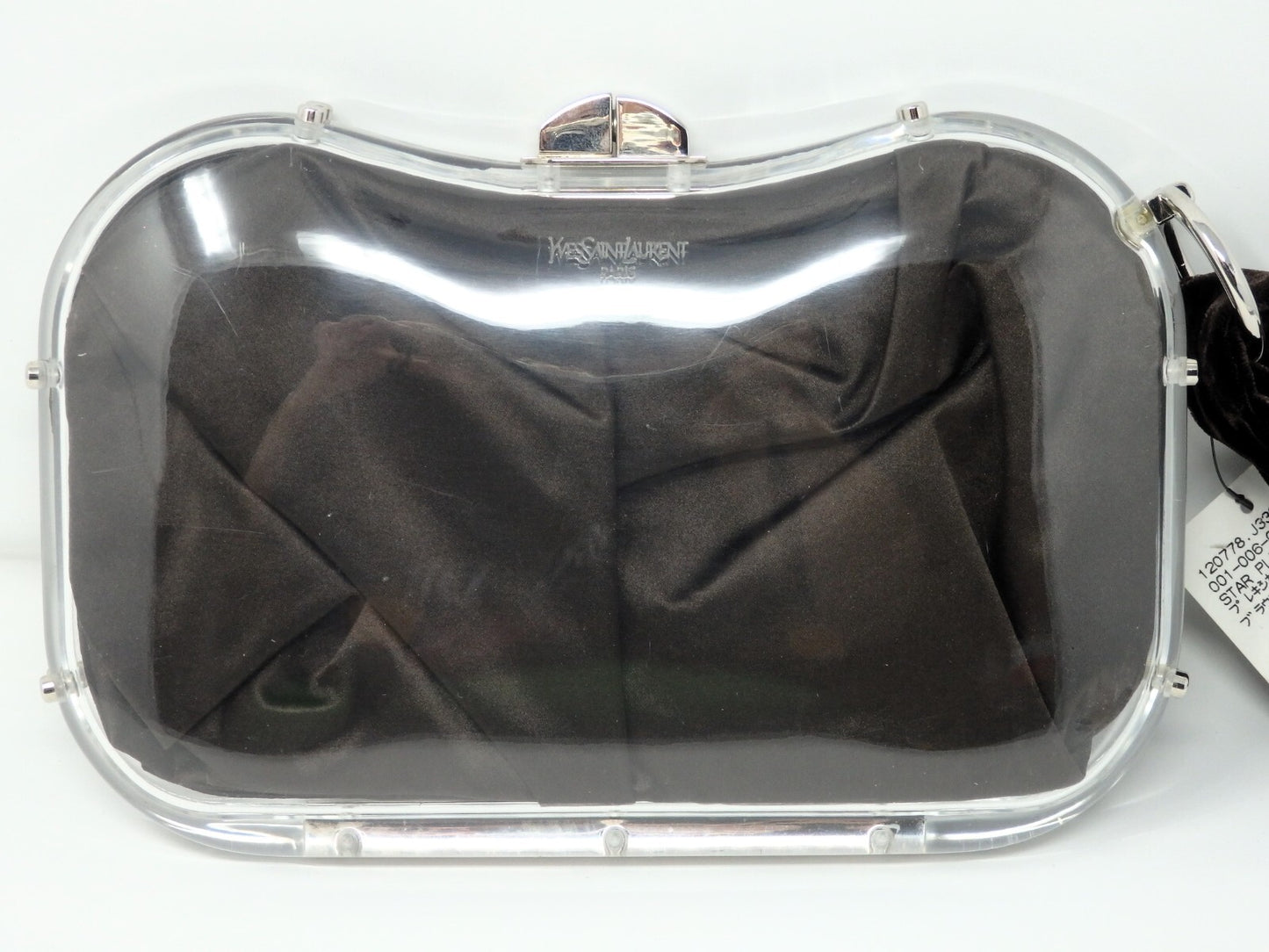 Yves Saint Laurent YSL Rive Gauche Vintage Plexiglass Clutch Bag Brown w/Tag