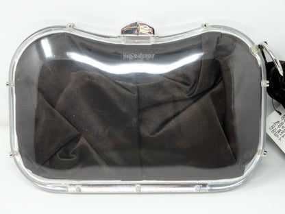 Yves Saint Laurent YSL Rive Gauche Vintage Plexiglass Clutch Bag Brown w/Tag