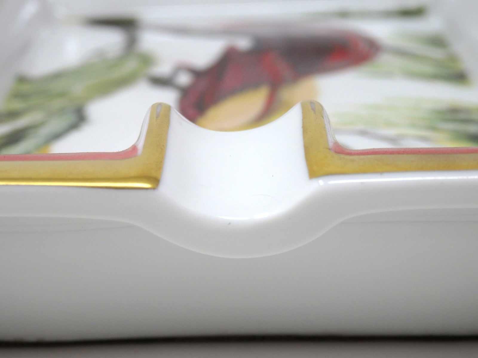 HERMES Ashtray Porcelain Exotic Bird Motif Interior Tableware Plate Gift Boxed