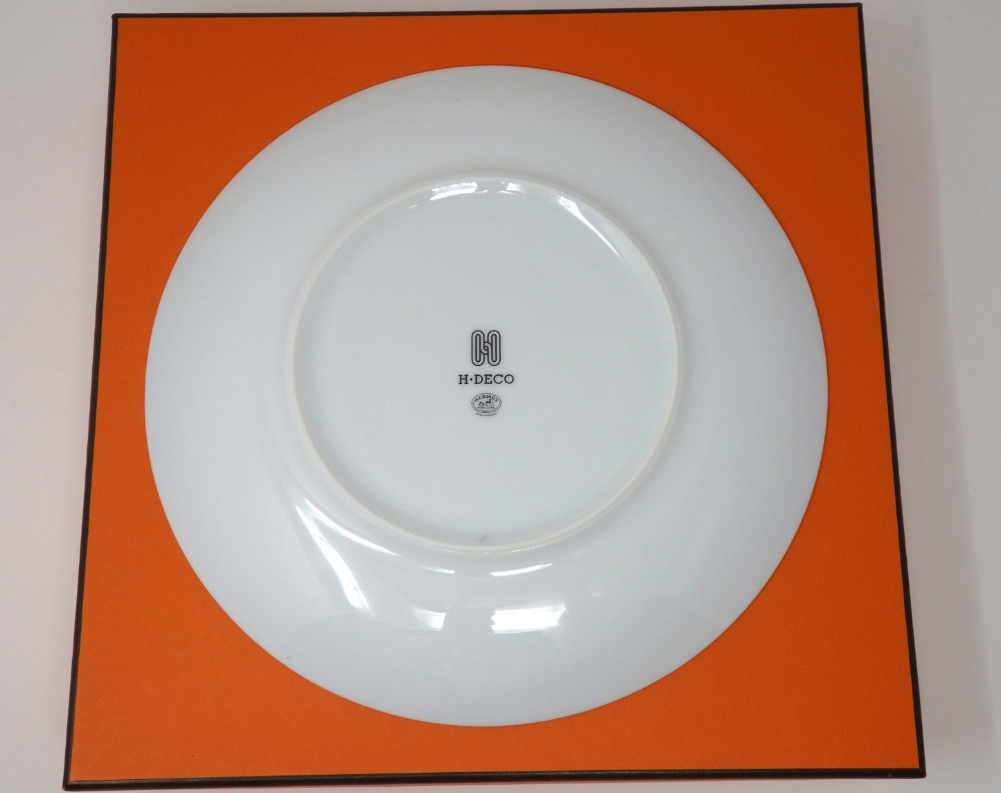 HERMES H Deco Porcelain Plate Black 21.5cm Tableware Dish w/ Box Made in France