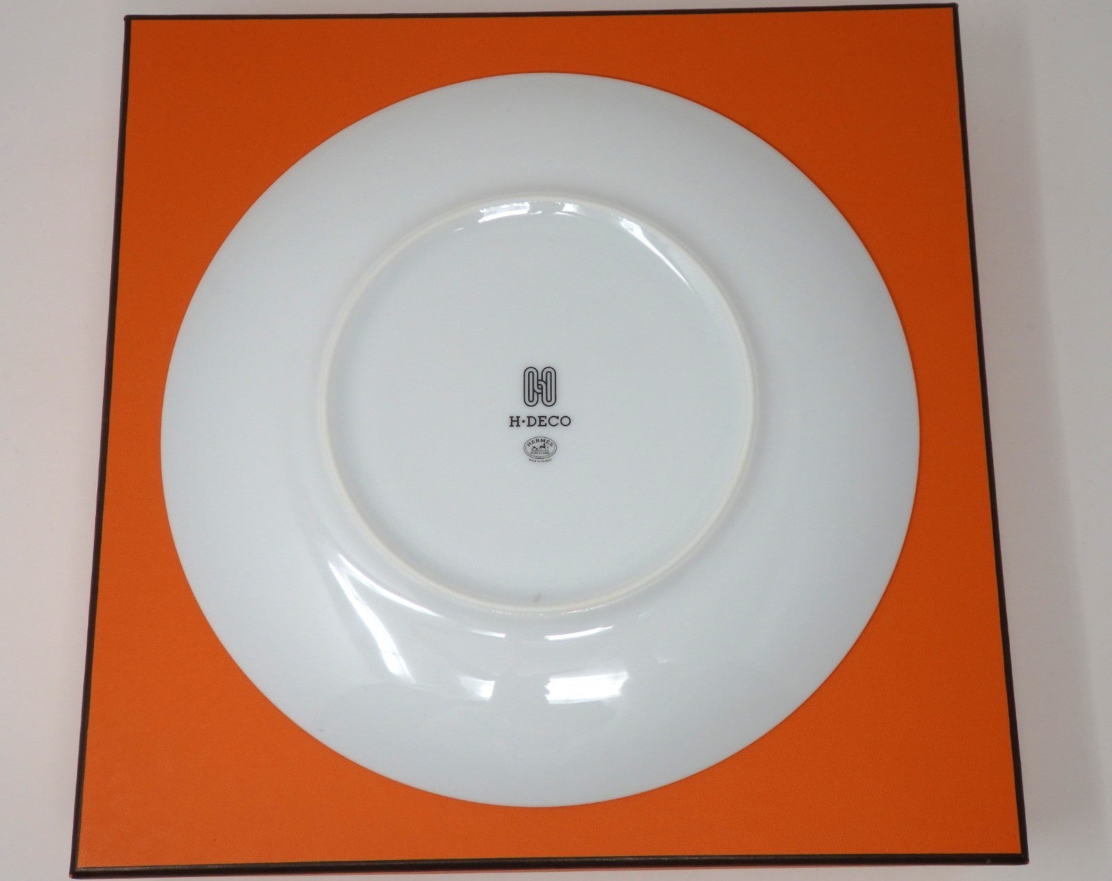 HERMES H Deco Porcelain Plate Black 21.5cm Tableware Dish w/ Box Made in France