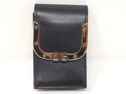 Dolce & Gabbana DG Logo Black Leather Cigarette Case Gold Tone Box Card Rare JPN