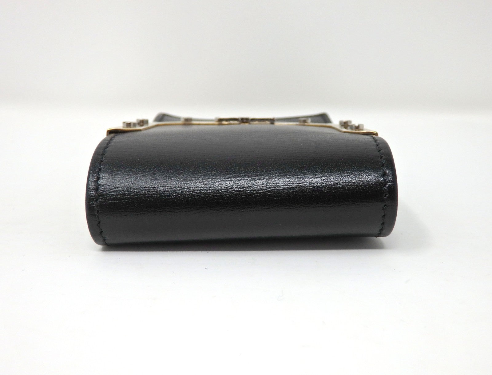 Dolce & Gabbana DG Logo Black Leather Cigarette Case Gold Tone Box Card Rare JPN