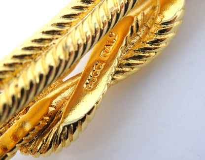 GUCCI Vintage GG Interlocking Gold Twist Motif Key Chain Holder Ring Charm Boxed