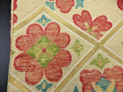 FUKURO OBI SILK Champagne Gold Flower design KIMONO Vintage Antique Japan beauty