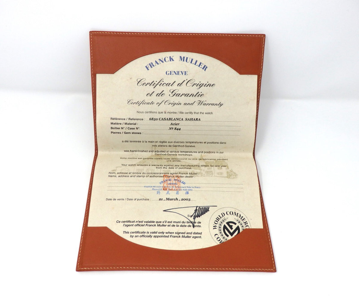 Franck Muller CASABLANCA Watch Storage Box Empty Light Brown Certificate Case JP