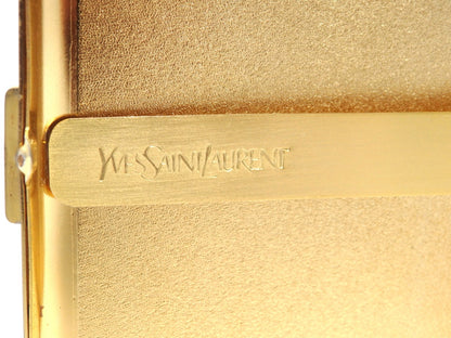 YVES SAINT LAURENT YSL Logo Vintage Cigarette Holder Card Case Gold Black Gray