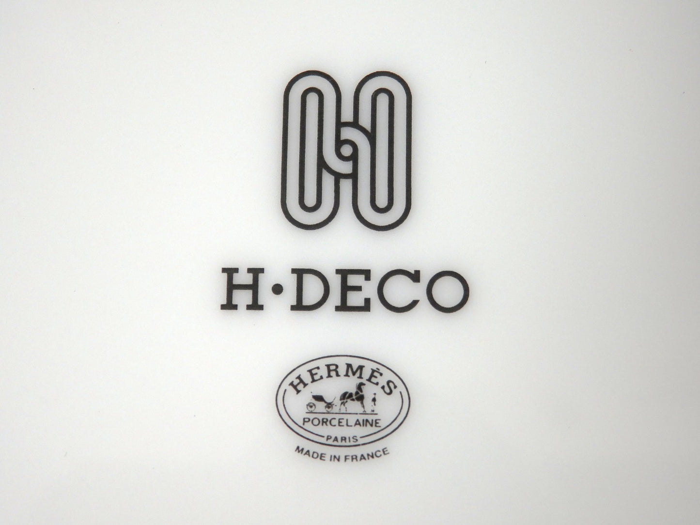HERMES H Deco Porcelain Plate Black 21.5cm Tableware Dish w/ Box Made in France