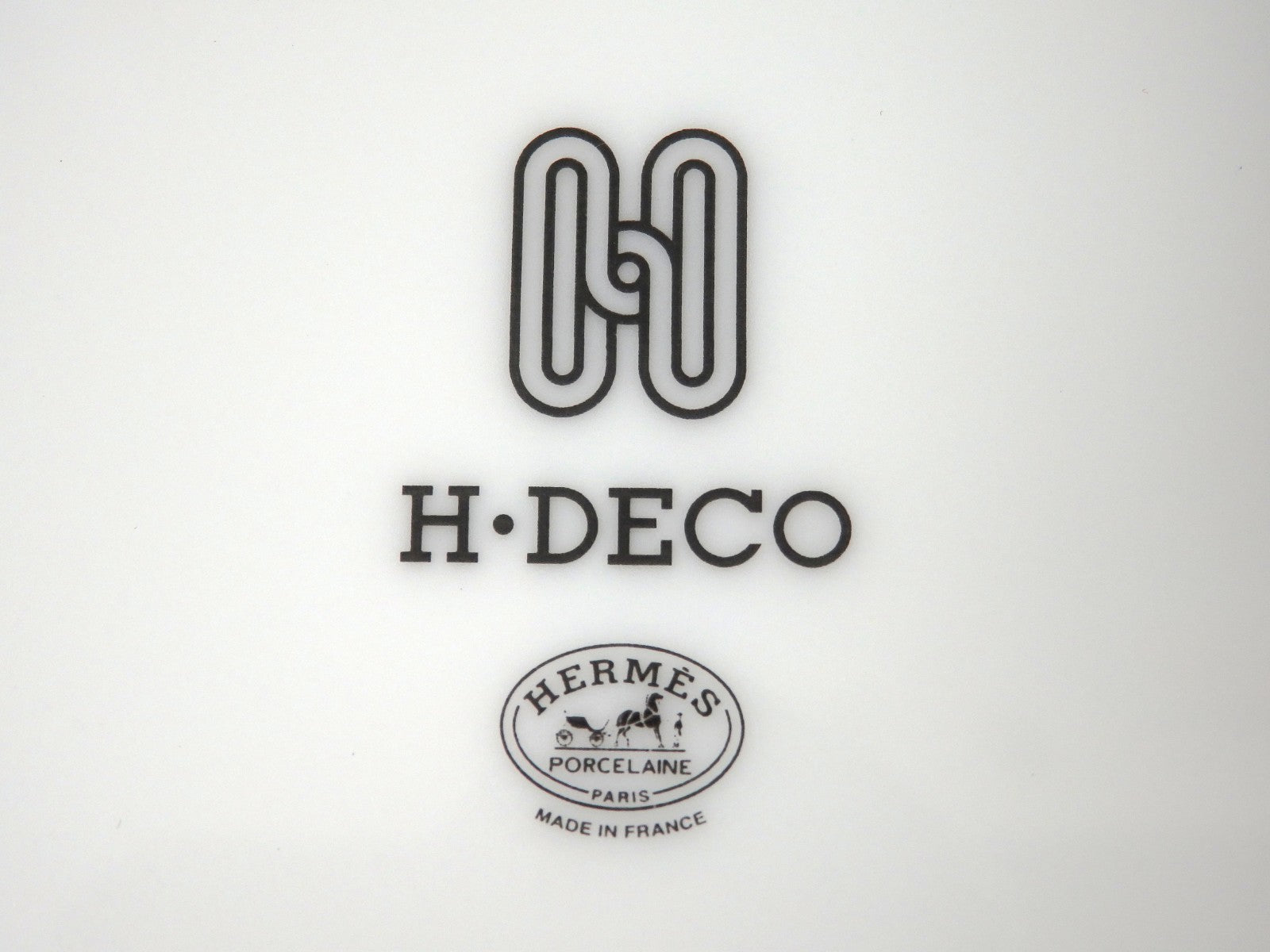 HERMES H Deco Porcelain Plate Black 21.5cm Tableware Dish w/ Box Made in France