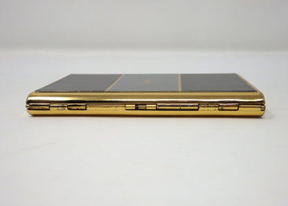 YVES SAINT LAURENT YSL Logo Vintage Cigarette Holder Card Case Gold Black Gray
