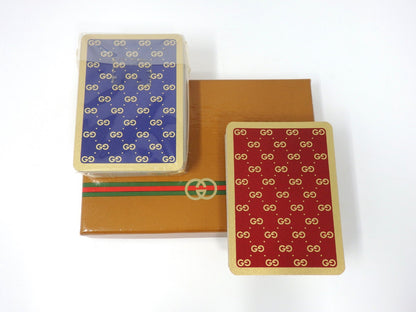 OLD GUCCI Sherry Line 2 Deck Playing Cards Game Classic Interlocking GG Blue Red