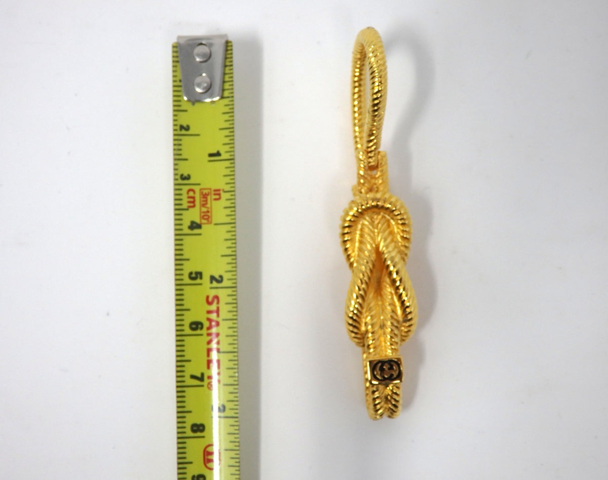 GUCCI Vintage GG Interlocking Gold Twist Motif Key Chain Holder Ring Charm Boxed
