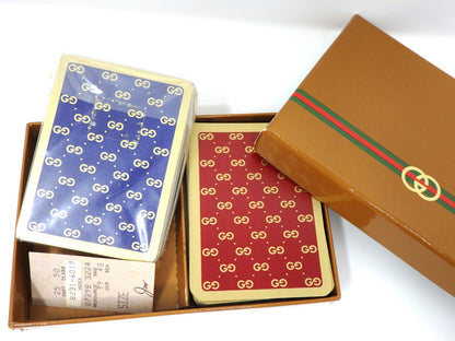 OLD GUCCI Sherry Line 2 Deck Playing Cards Game Classic Interlocking GG Blue Red