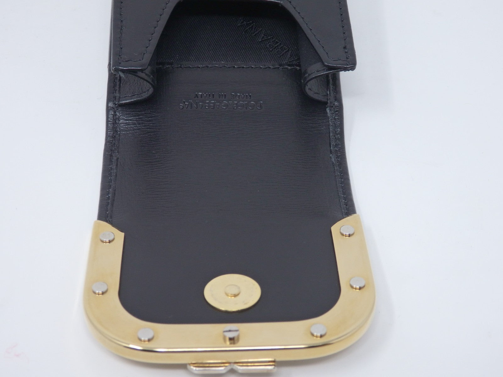 Dolce & Gabbana DG Logo Black Leather Cigarette Case Gold Tone Box Card Rare JPN