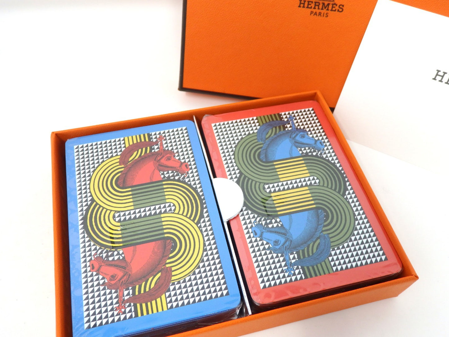 HERMES 2 Deck of Playing Cards Game Lithography Ecestor Horse Auth Sealed Gift