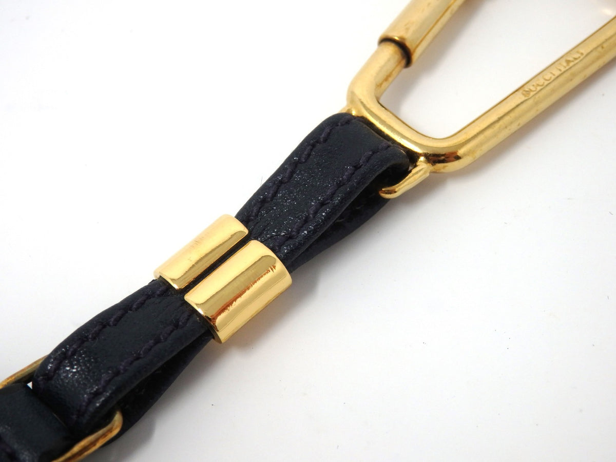 GUCCI Vintage G Logo Interlocking Silver Gold Key Chain Holder Ring Charm Box BK