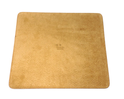 GUCCI Ssima GG Monogram Logo Leather Mouse Pad Gold color Boxed Authe Mint Gift