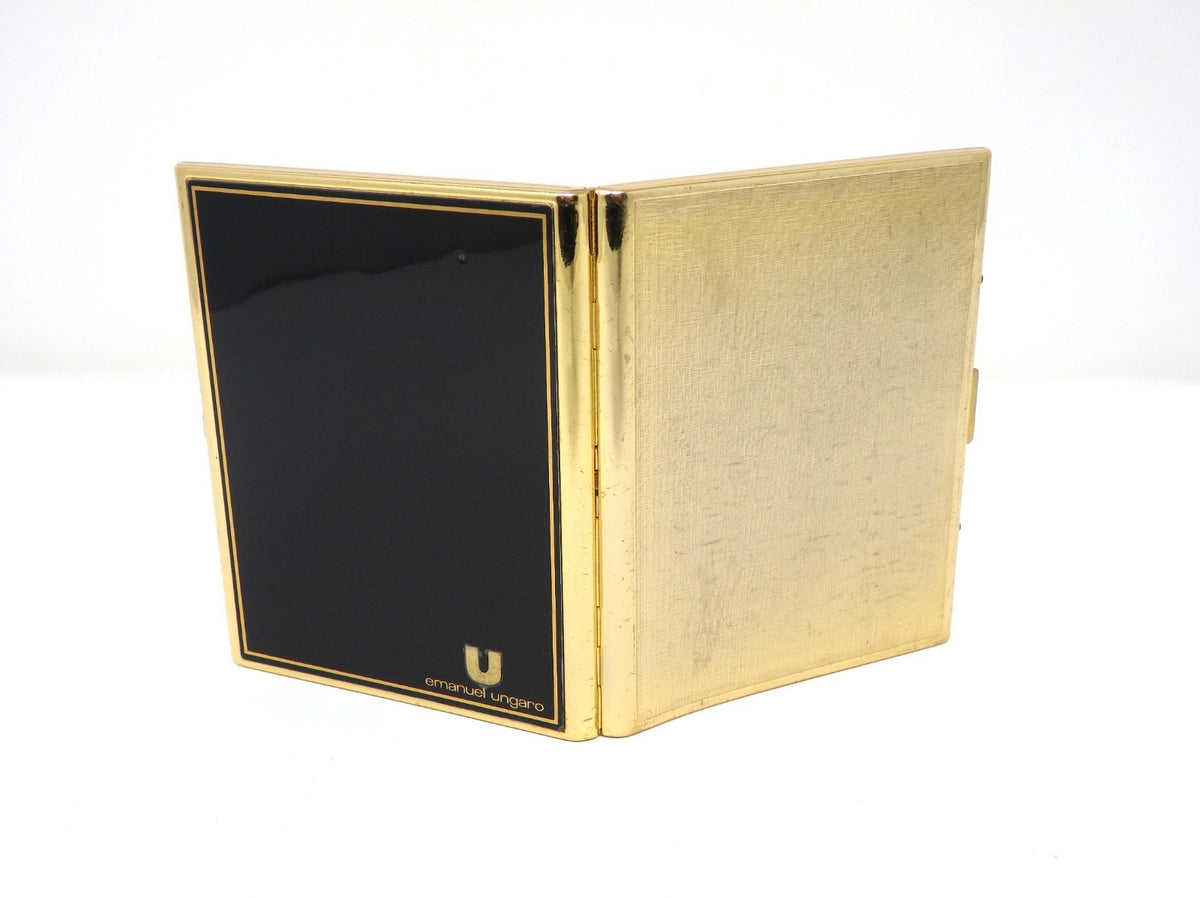 Emanuel Ungaro Cigarette Holder Card Case Metal Black Gold Classic Simple Rare