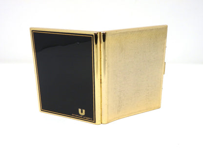Emanuel Ungaro Cigarette Holder Card Case Metal Black Gold Classic Simple Rare