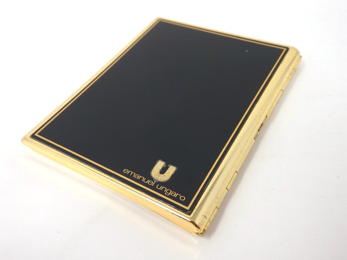 Emanuel Ungaro Cigarette Holder Card Case Metal Black Gold Classic Simple Rare