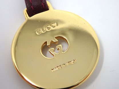 GUCCI Vintage GG Logo Interlocking Silver Gold Key Chain Holder Ring Charm Boxed