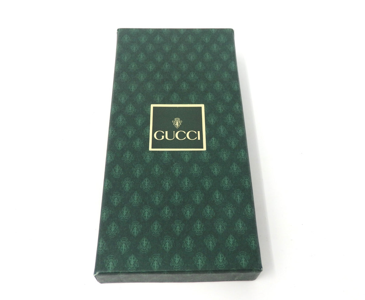 GUCCI Vintage GG Logo Interlocking Silver Gold Key Chain Holder Ring Charm Boxed