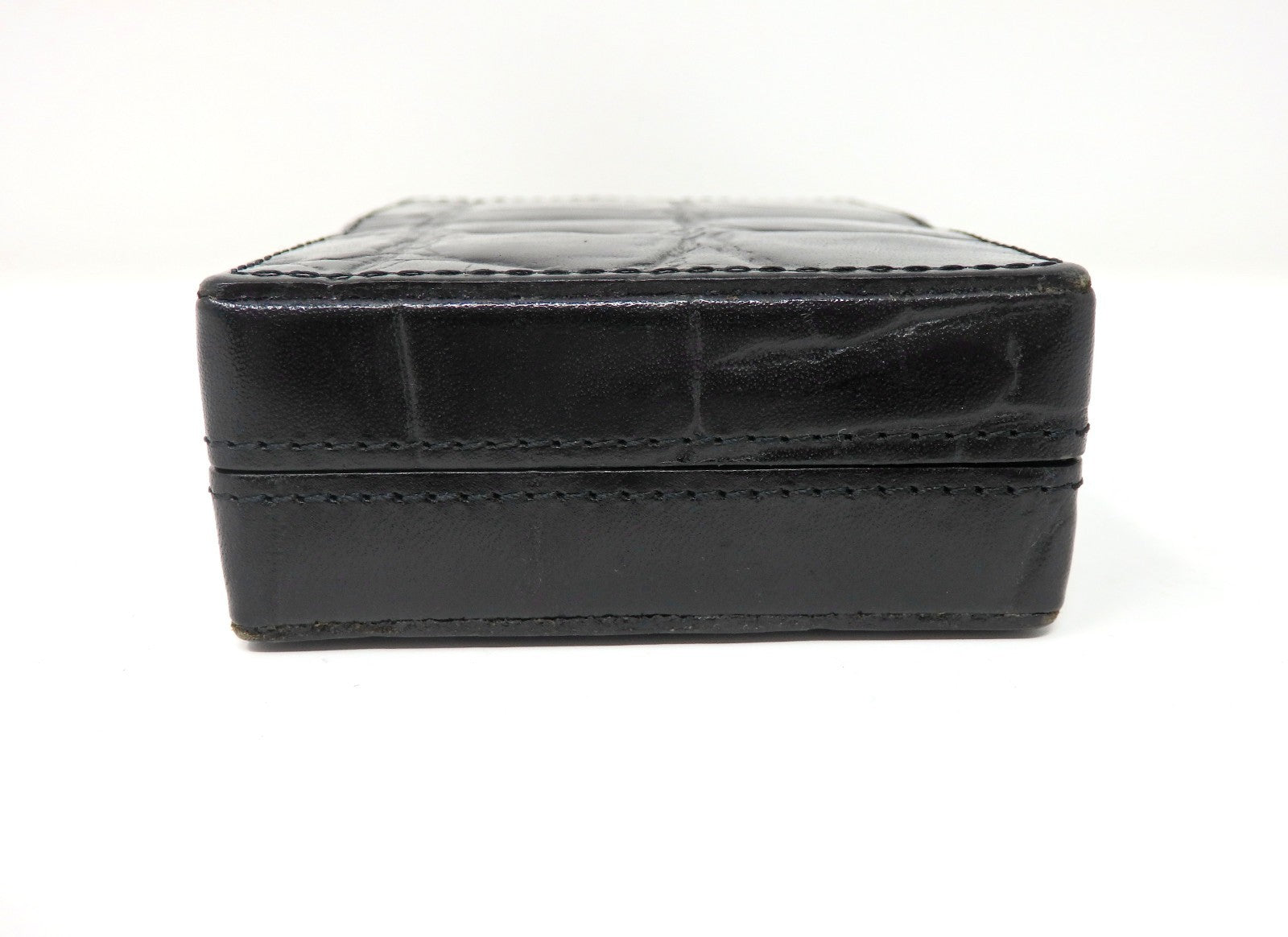 Jean Paul Gaultier Cigarette Case Black Croc Embossed Leather w/ Box Pouch RARE!