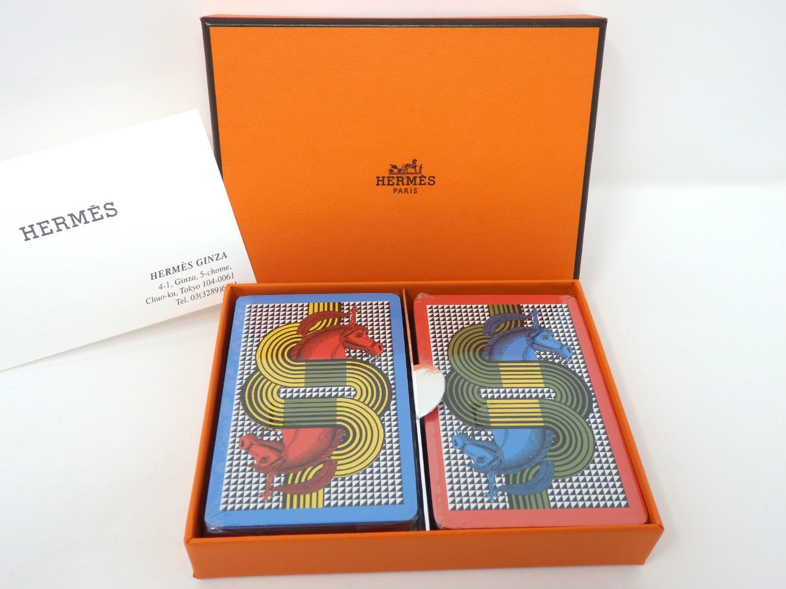 HERMES 2 Deck of Playing Cards Game Lithography Ecestor Horse Auth Sealed Gift