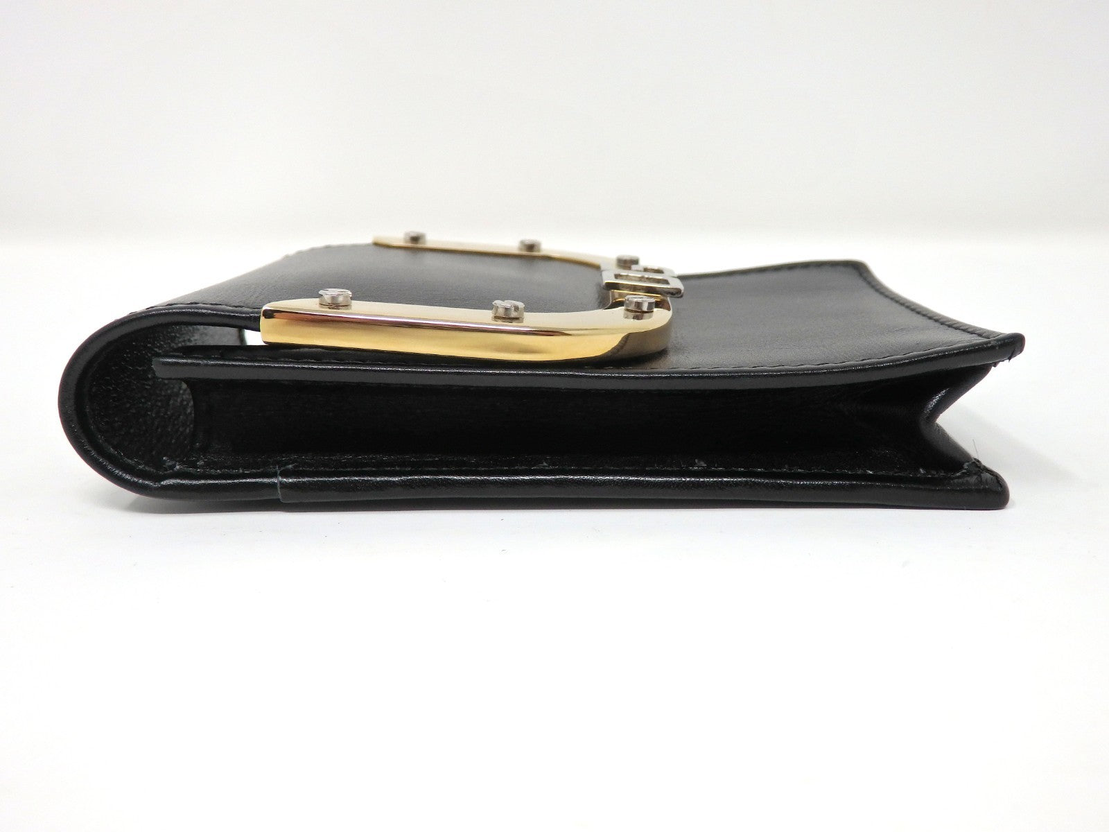 Dolce & Gabbana DG Logo Black Leather Cigarette Case Gold Tone Box Card Rare JPN