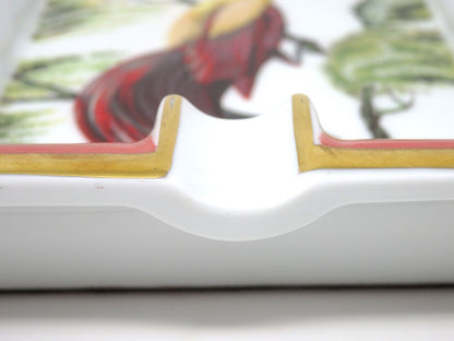 HERMES Ashtray Porcelain Exotic Bird Motif Interior Tableware Plate Gift Boxed