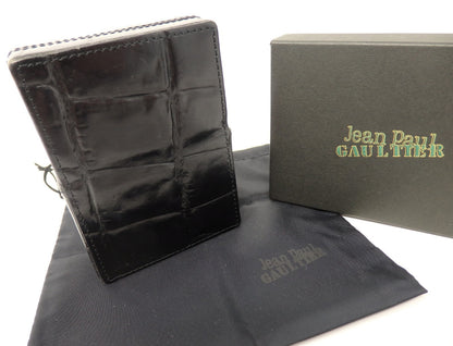 Jean Paul Gaultier Cigarette Case Black Croc Embossed Leather w/ Box Pouch RARE!