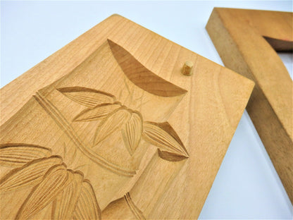 WAGASHI Kashigata Japanese Sweets Wooden Mold Bamboo Vintage Pastry Cake Rare #3