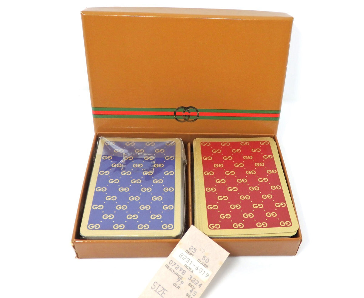 OLD GUCCI Sherry Line 2 Deck Playing Cards Game Classic Interlocking GG Blue Red