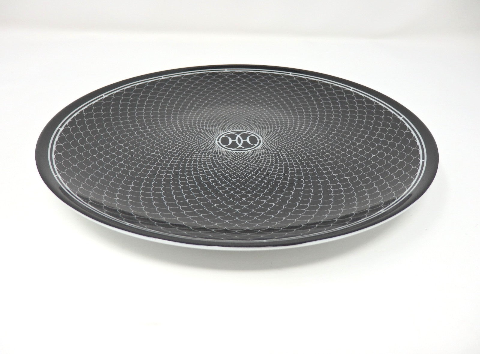 HERMES H Deco Porcelain Plate Black 21.5cm Tableware Dish w/ Box Made in France