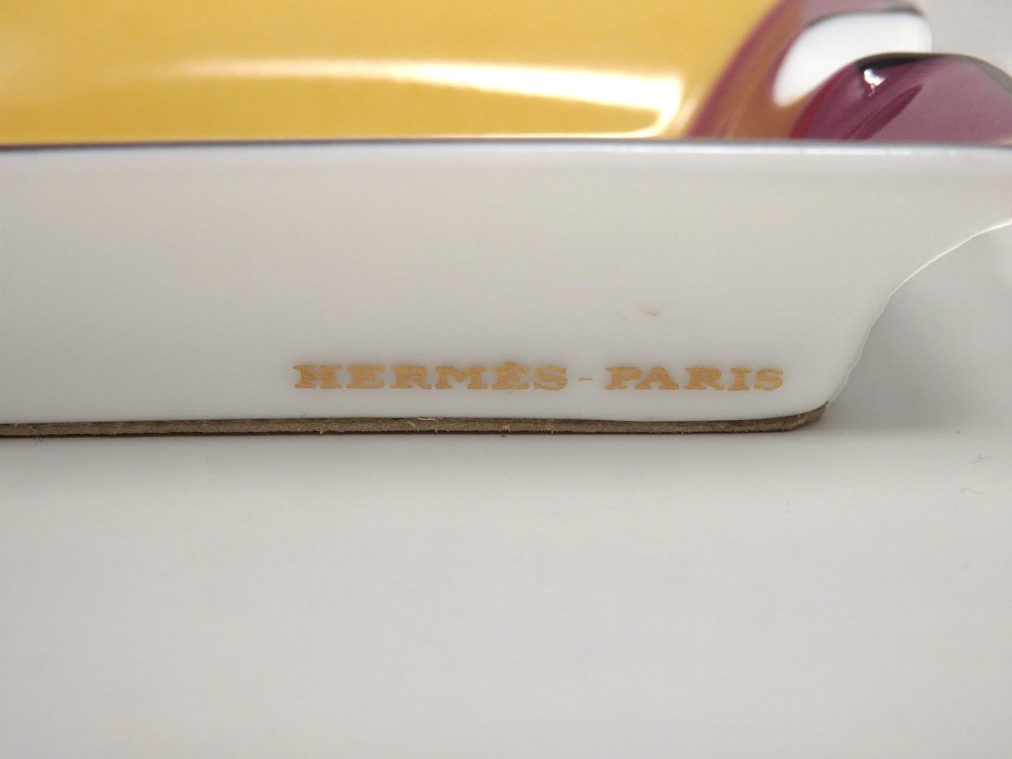 HERMES Mini Ashtray Set 4 Plate Change Tray Bird Pattern Porcelain Interior Box