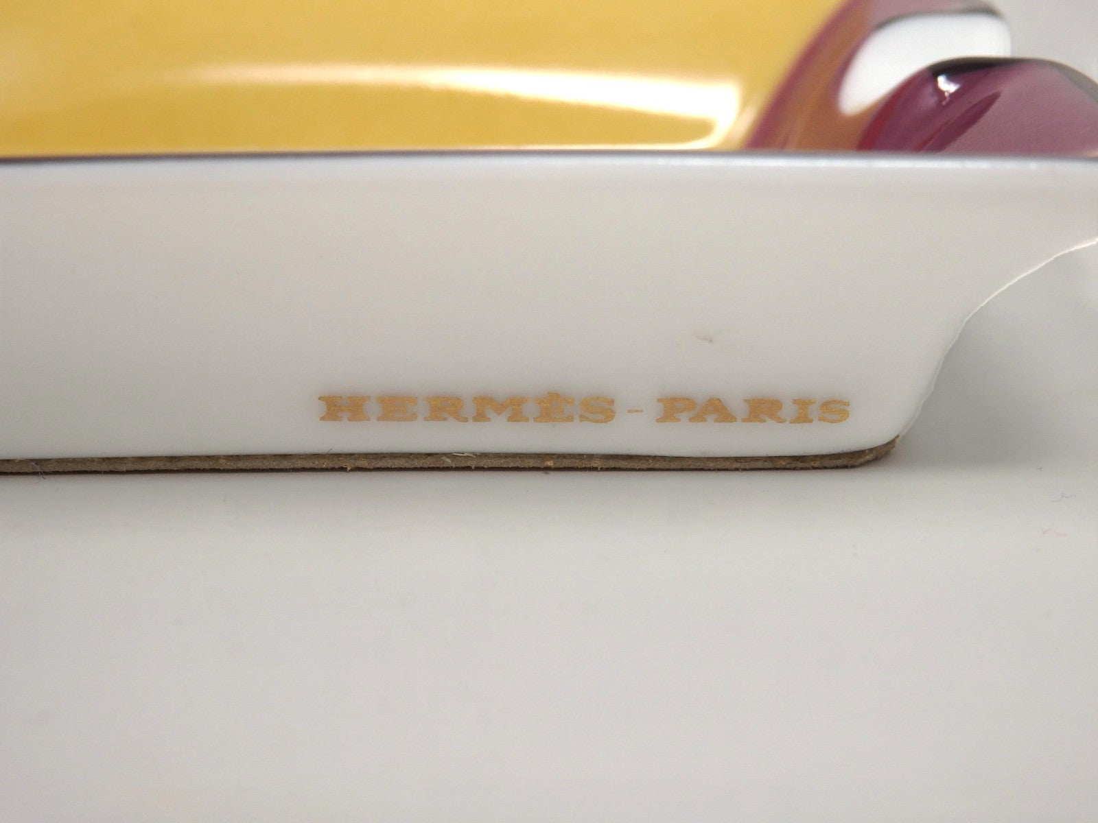 HERMES Mini Ashtray Set 4 Plate Change Tray Bird Pattern Porcelain Interior Box
