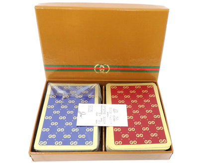 OLD GUCCI Sherry Line 2 Deck Playing Cards Game Classic Interlocking GG Blue Red