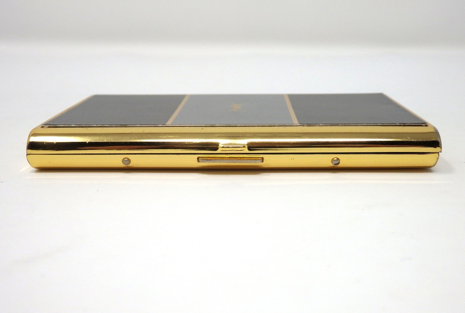 YVES SAINT LAURENT YSL Logo Vintage Cigarette Holder Card Case Gold Black Gray