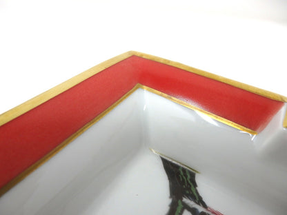 HERMES Ashtray Porcelain Exotic Bird Motif Interior Tableware Plate Gift Boxed