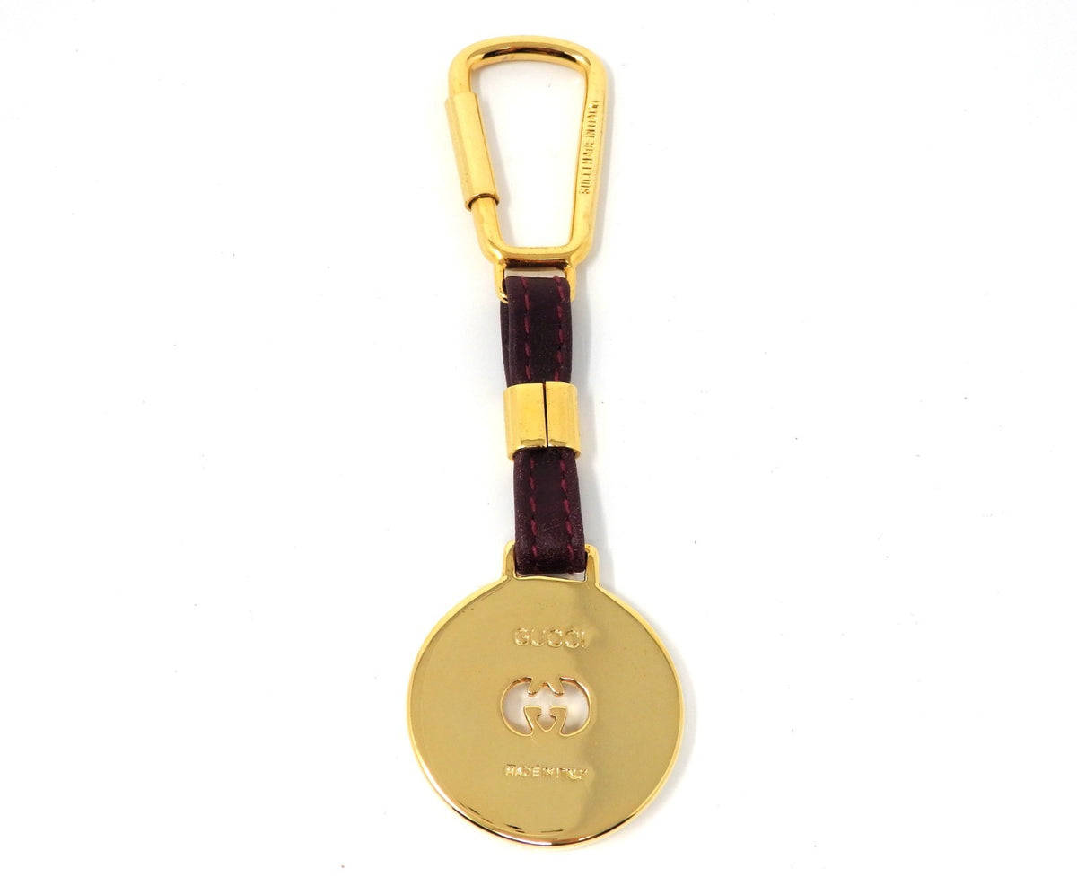 GUCCI Vintage GG Logo Interlocking Silver Gold Key Chain Holder Ring Charm Boxed