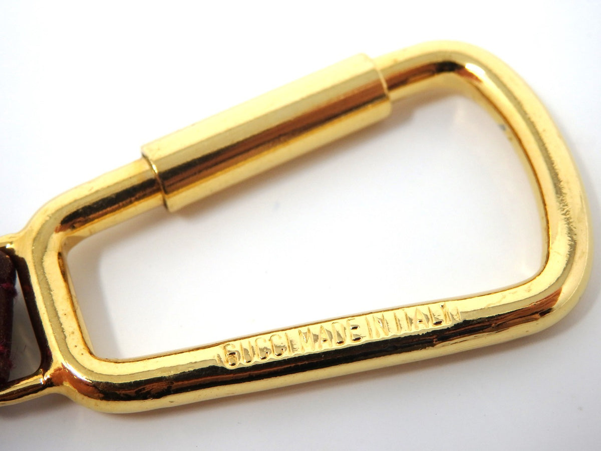 GUCCI Vintage GG Logo Interlocking Silver Gold Key Chain Holder Ring Charm Boxed
