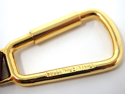 GUCCI Vintage GG Logo Interlocking Silver Gold Key Chain Holder Ring Charm Boxed