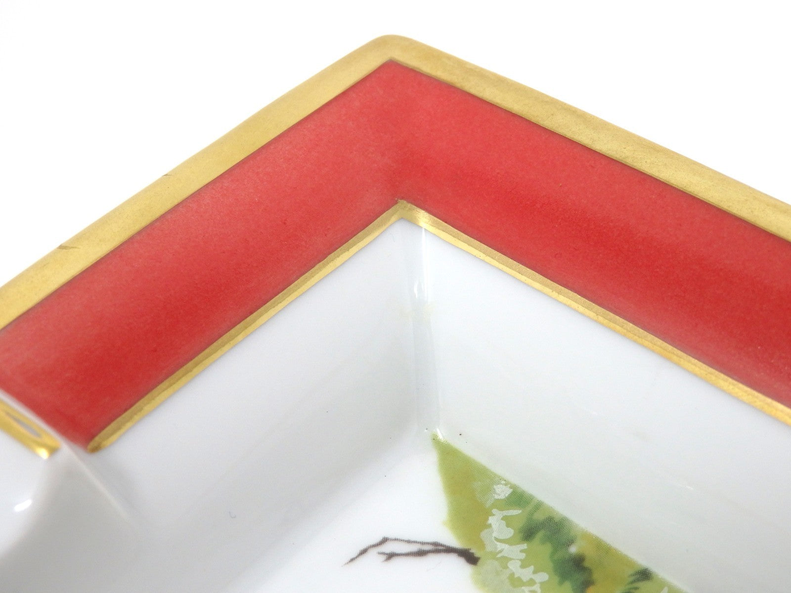 HERMES Ashtray Porcelain Exotic Bird Motif Interior Tableware Plate Gift Boxed